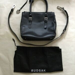 RUDSAK – Satchel structured handbag, Black leather *NEW